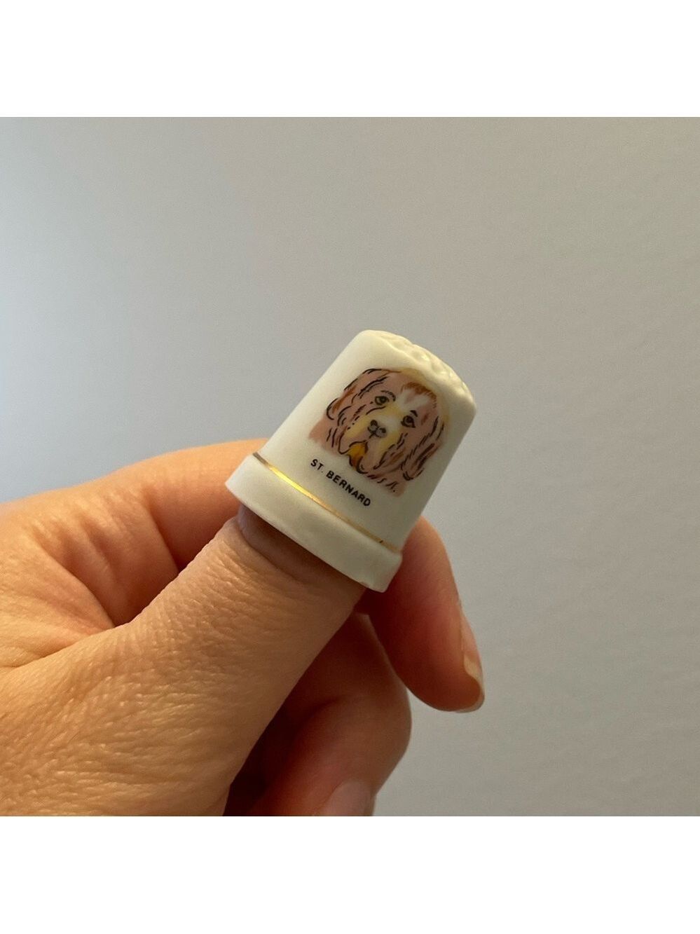 Vintage St. Bernard Dog Collectible Thimble